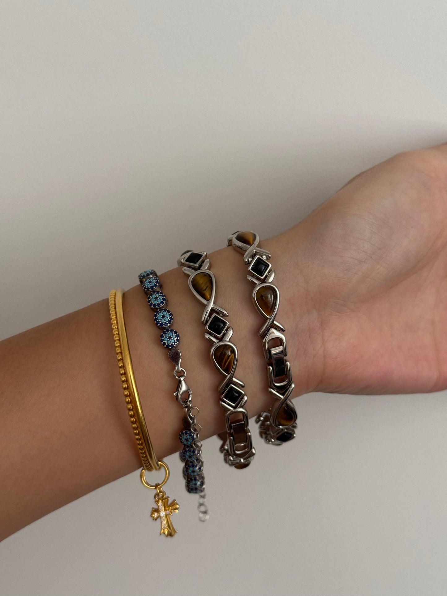 RARE Tiger's Eye Stone Watch and Bracelet Set