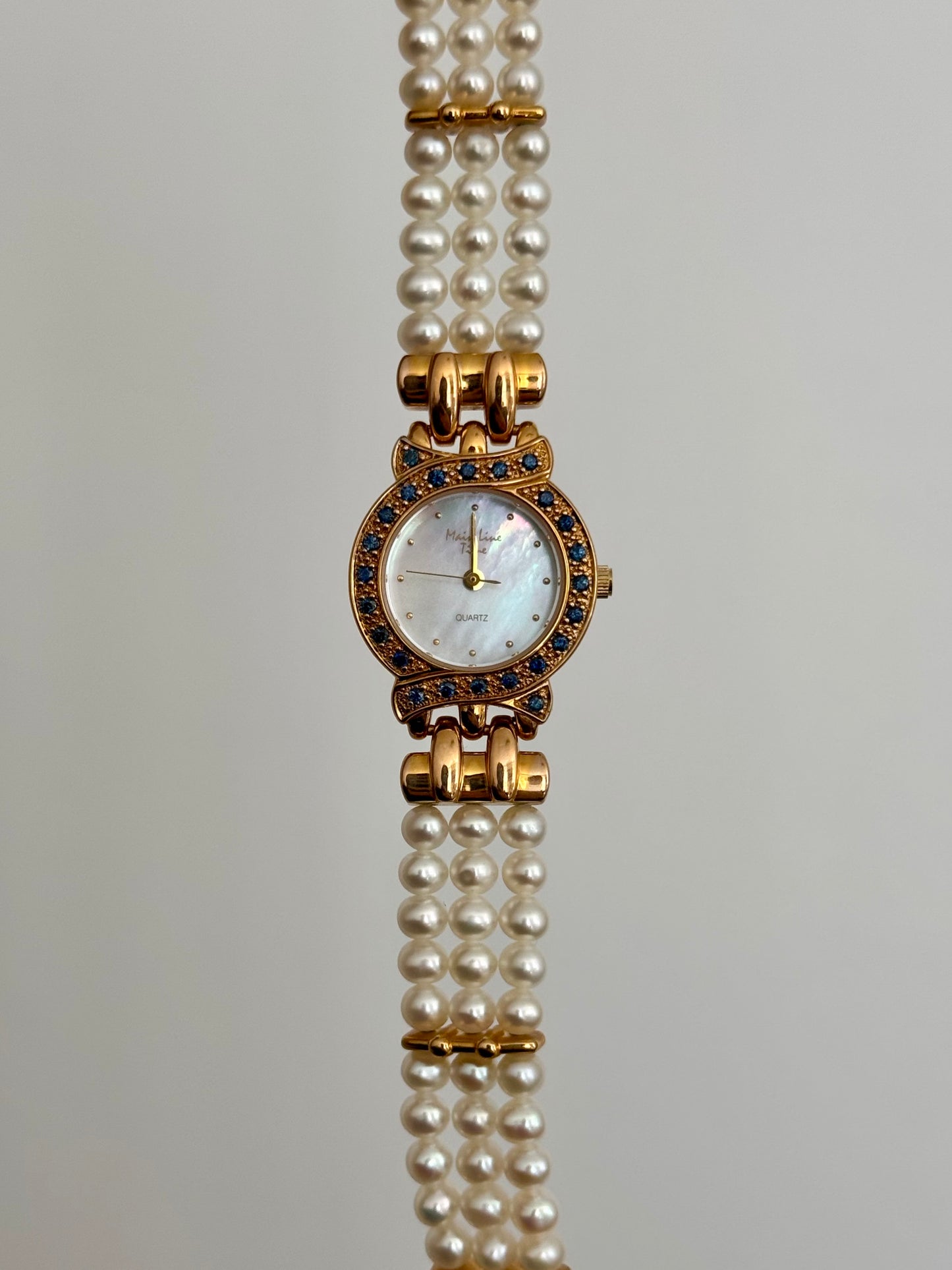 RARE Strings of Pearl Diamante Bracelet Watch