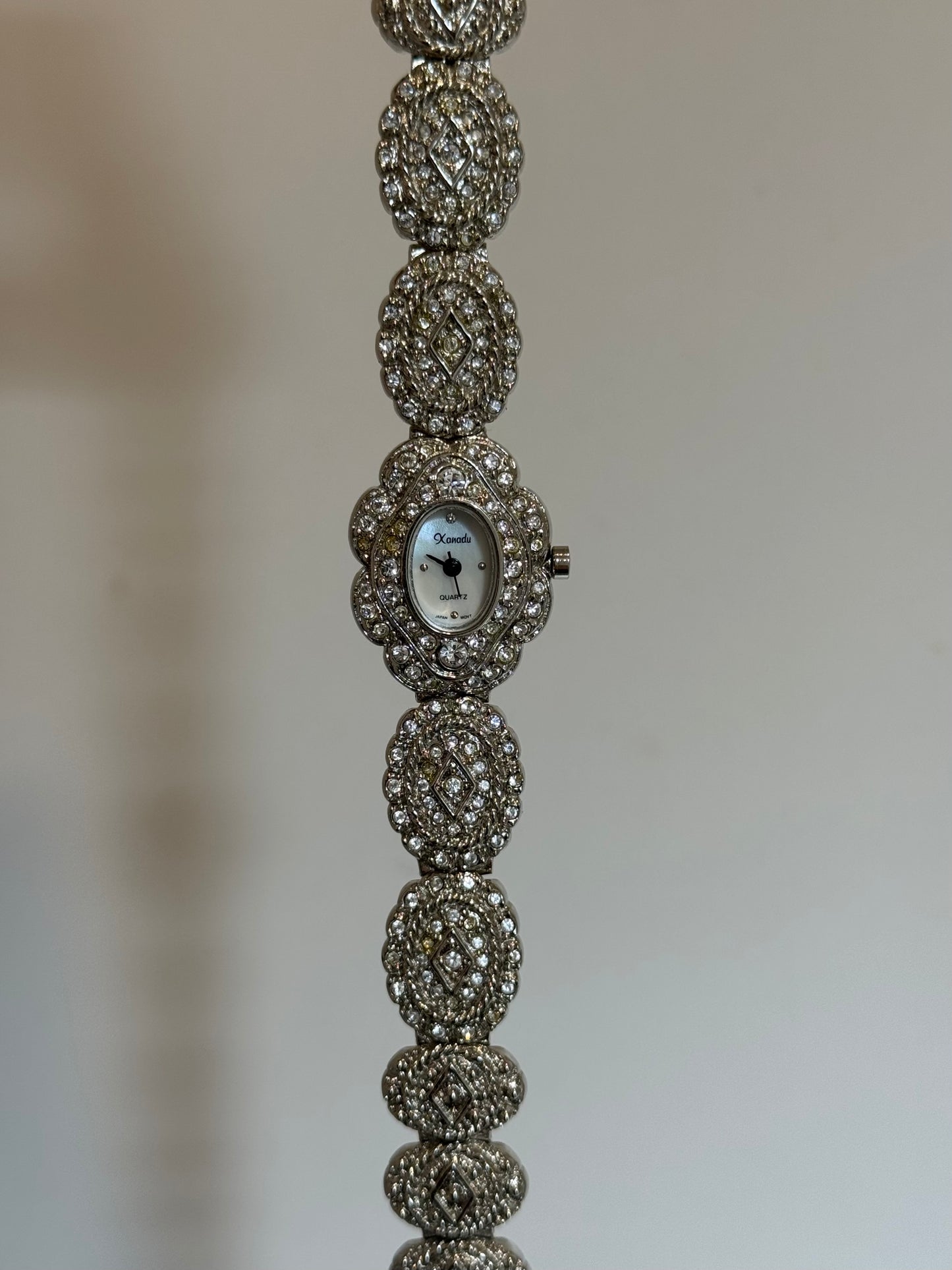 Dainty Silver Toned Oval Diamante Watch