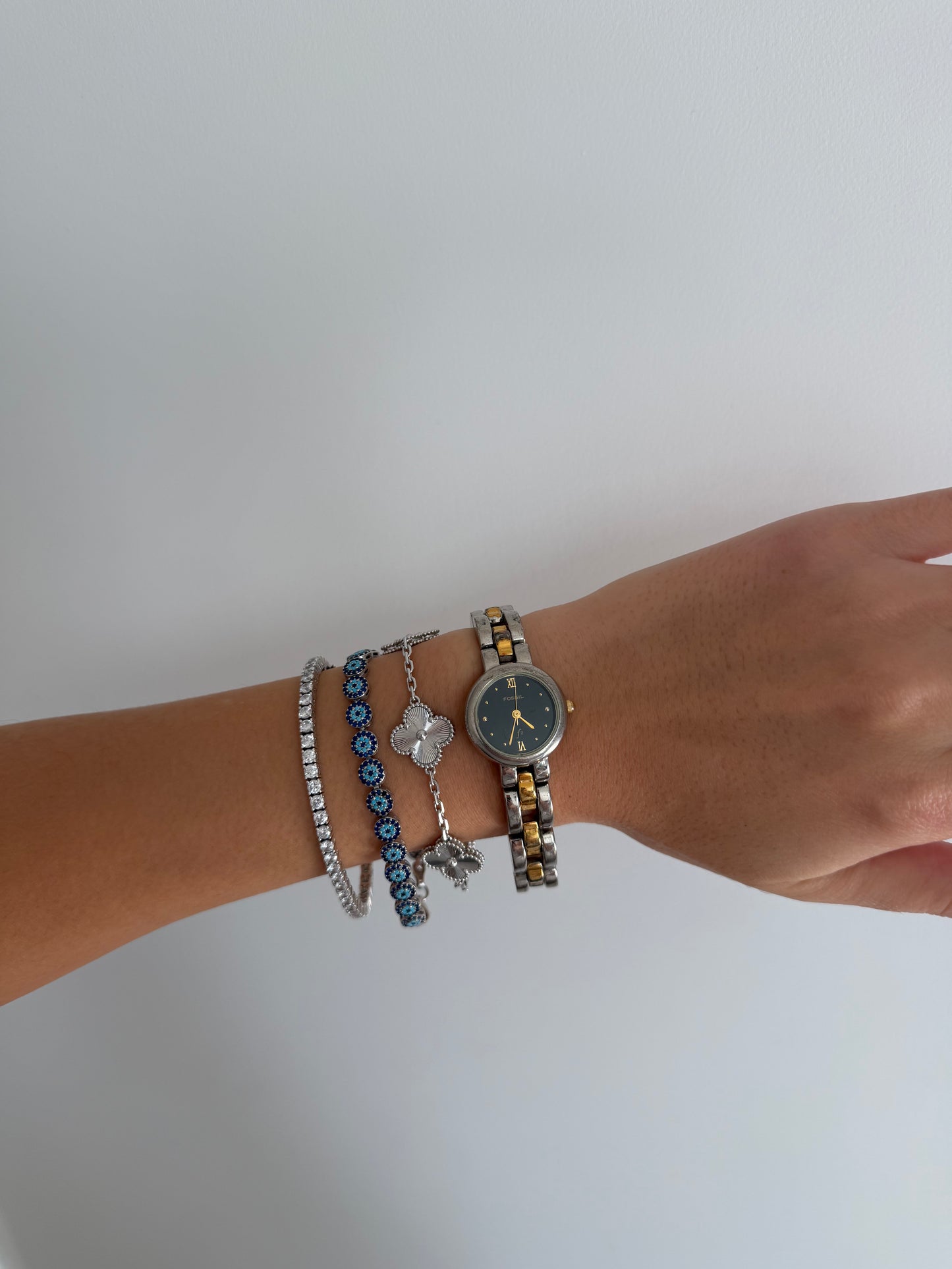 Dainty Fossil Two Tone with Black Dial