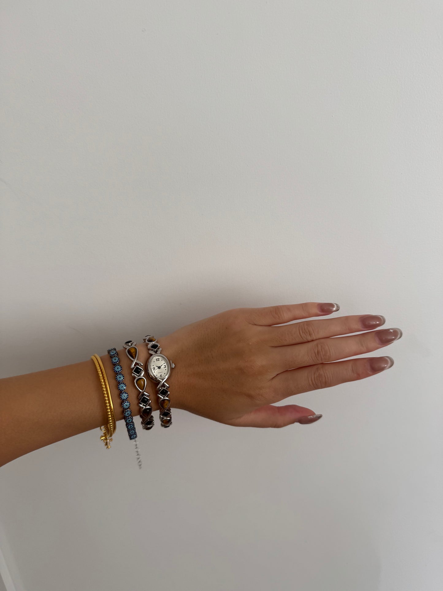 RARE Tiger's Eye Stone Watch and Bracelet Set