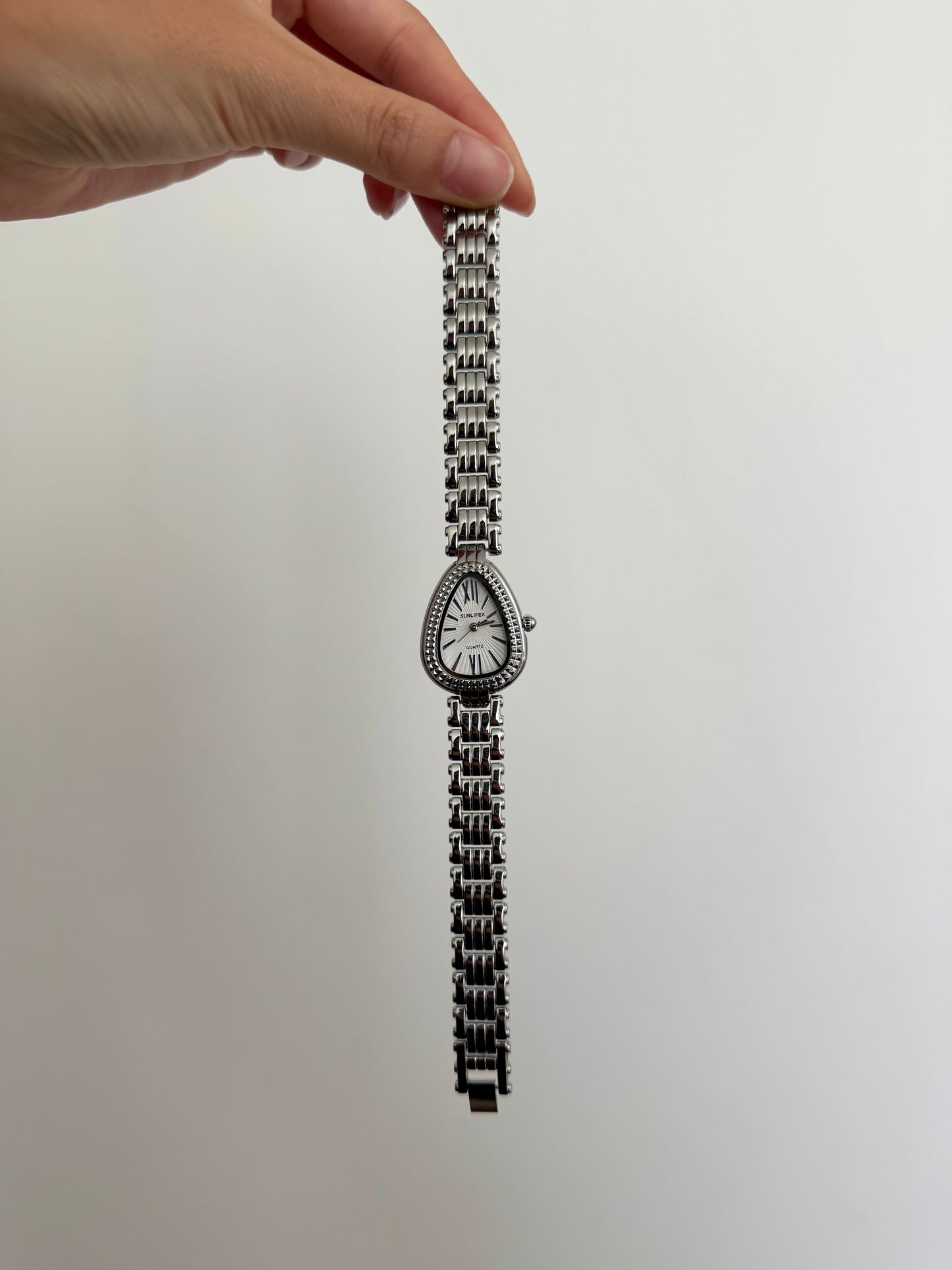 Intricate Silver Toned Serpenti Watch