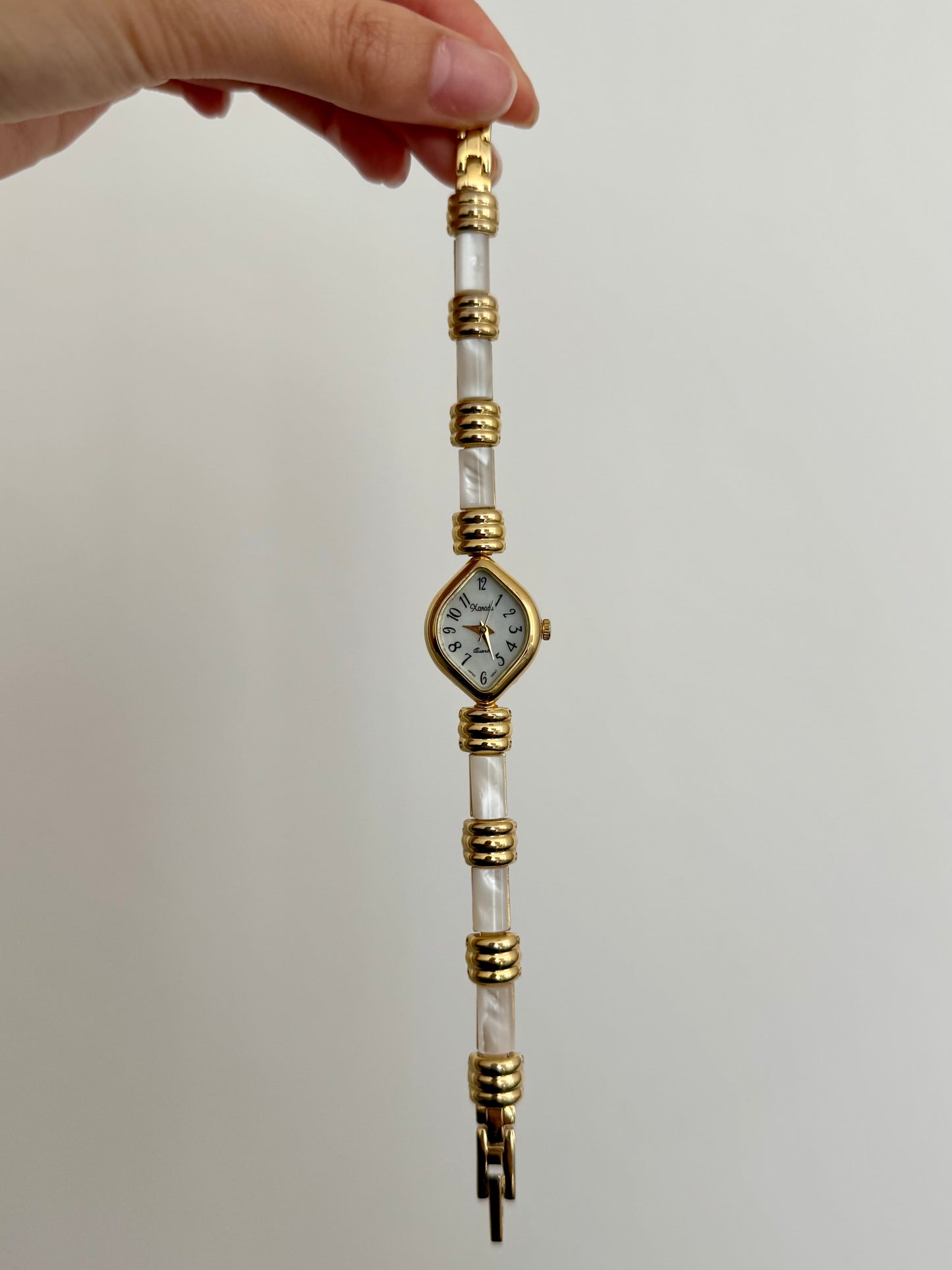 RARE White Banding Gold Toned Watch