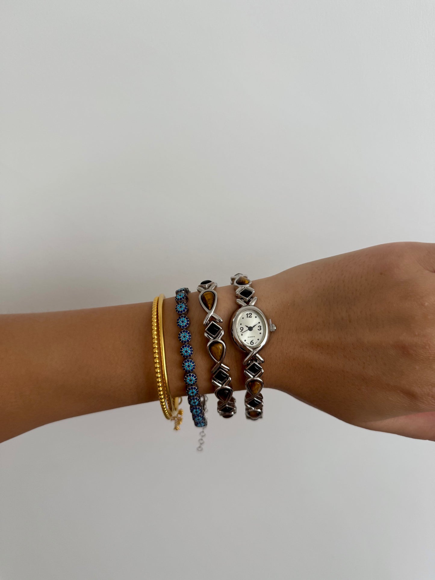 RARE Tiger's Eye Stone Watch and Bracelet Set