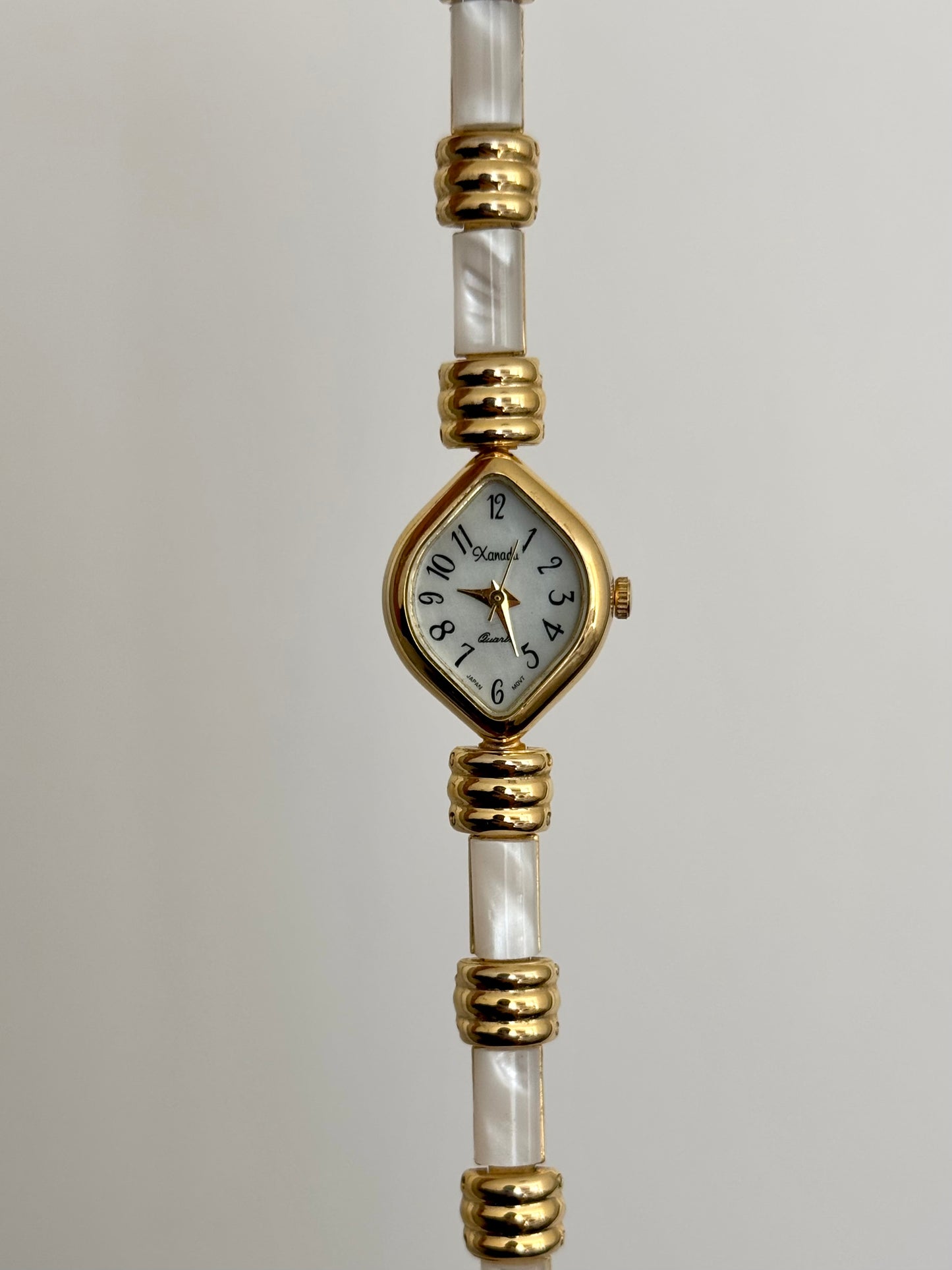 RARE White Banding Gold Toned Watch