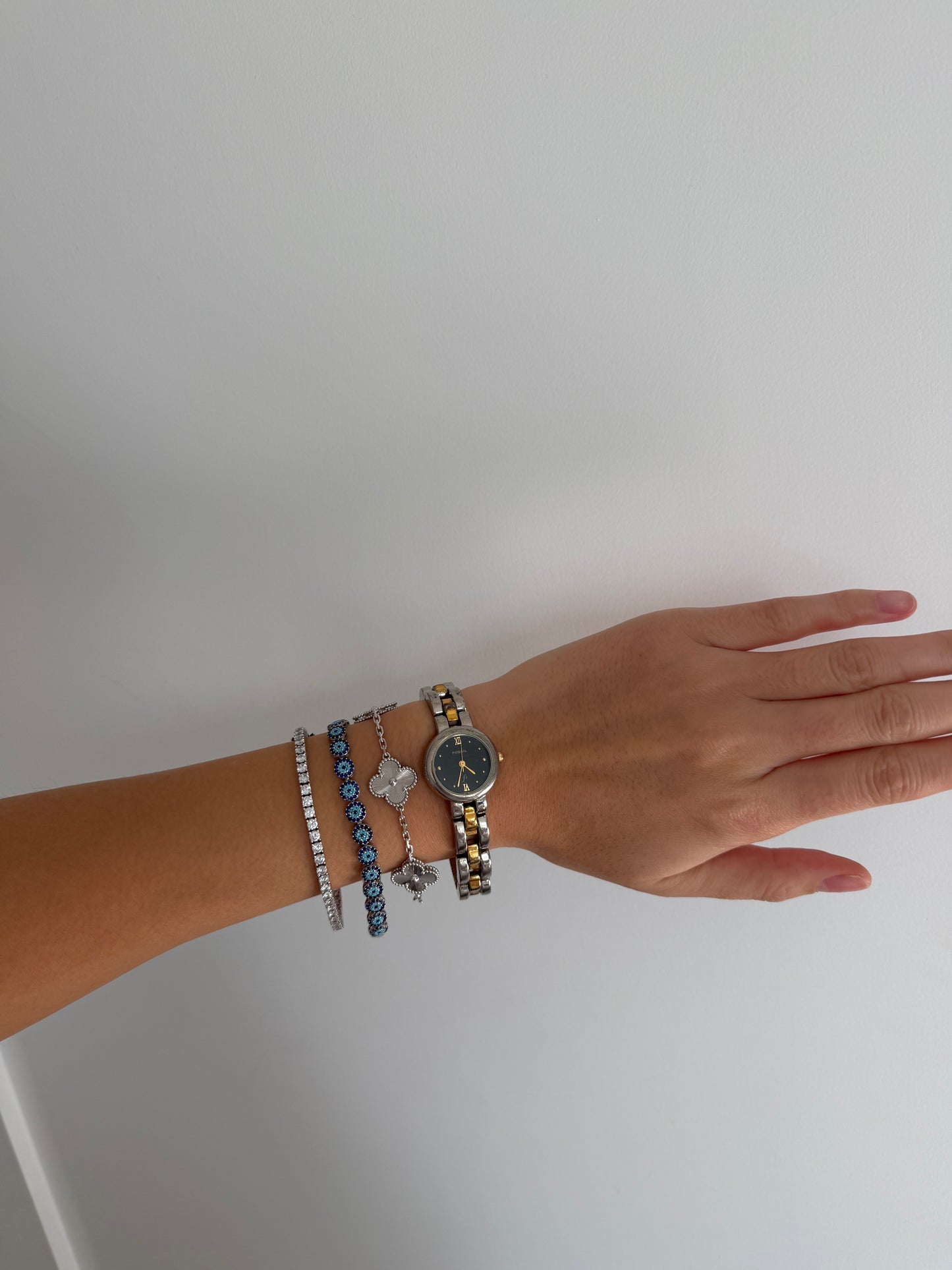 Dainty Fossil Two Tone with Black Dial