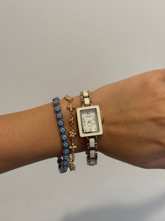 White and Gold Retro Watch