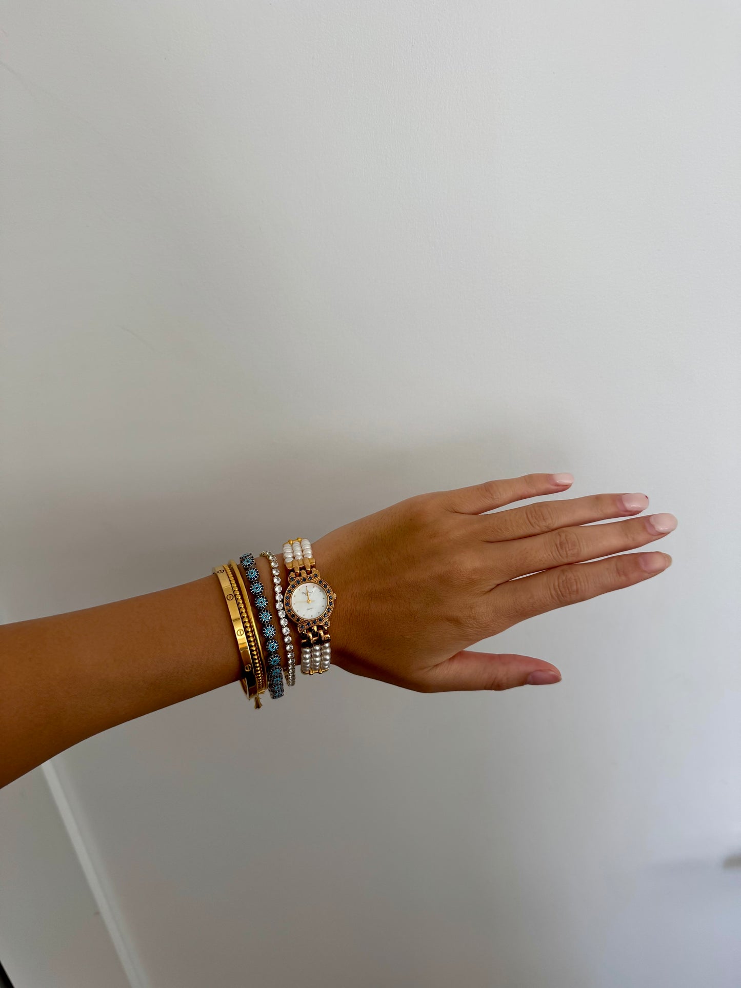 RARE Strings of Pearl Diamante Bracelet Watch