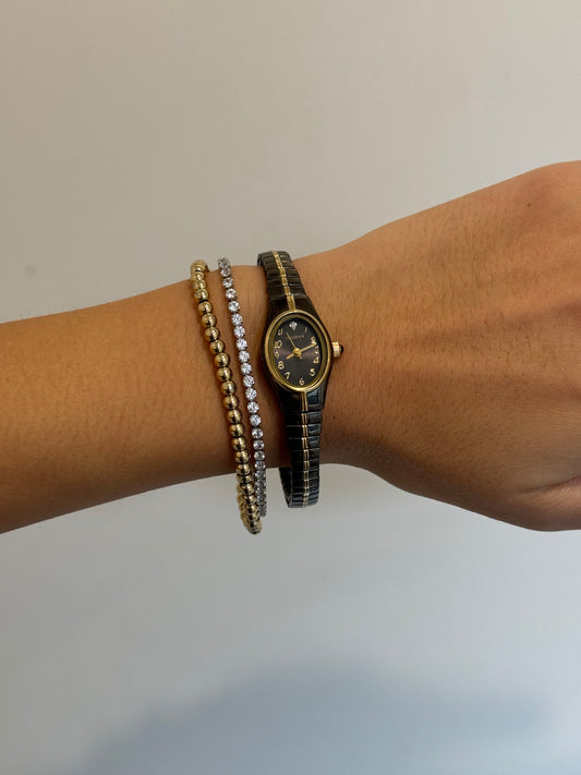 Dainty Black & Gold Expandable Watch