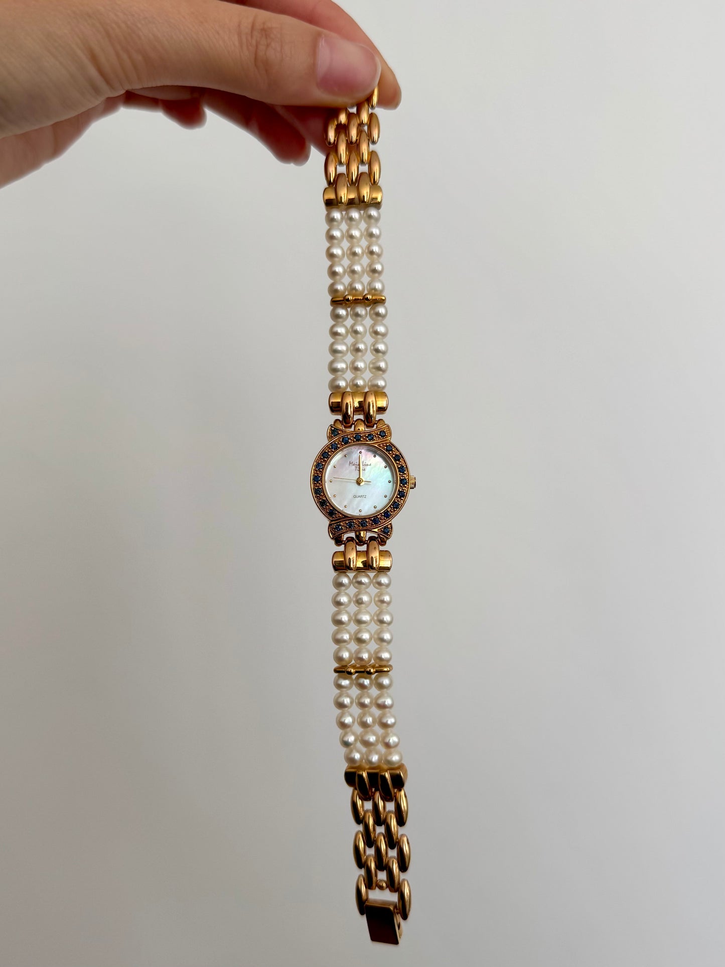 RARE Strings of Pearl Diamante Bracelet Watch