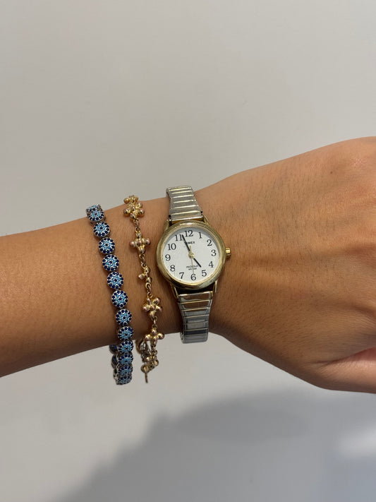 Dainty Circular Timex Gold Toned Expandable