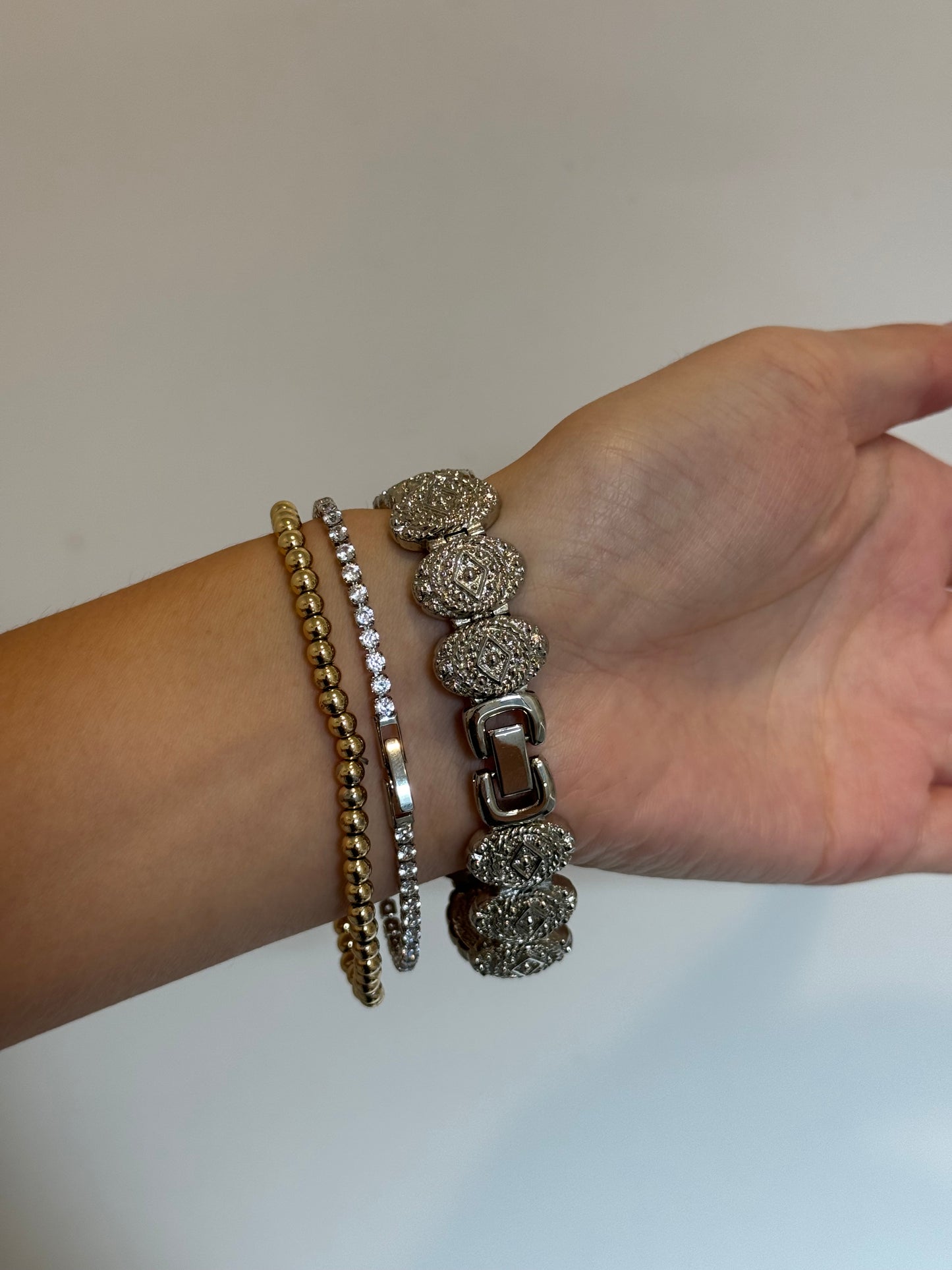 Dainty Silver Toned Oval Diamante Watch