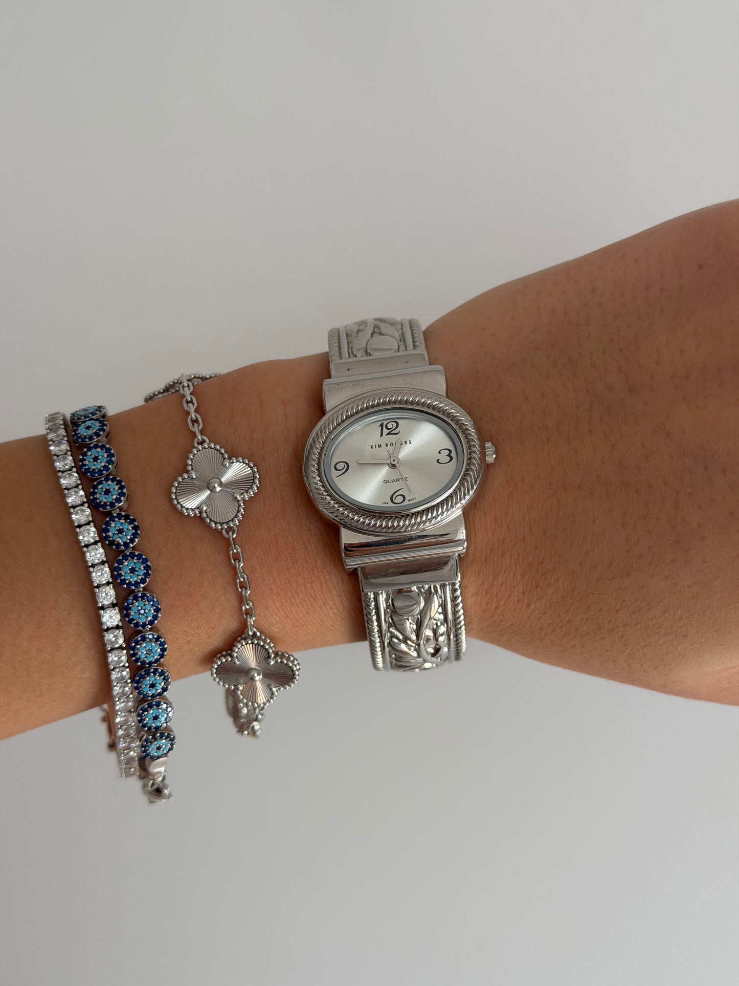 Silver Toned Bangle Watch