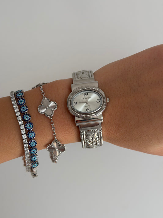 Silver Toned Bangle Watch