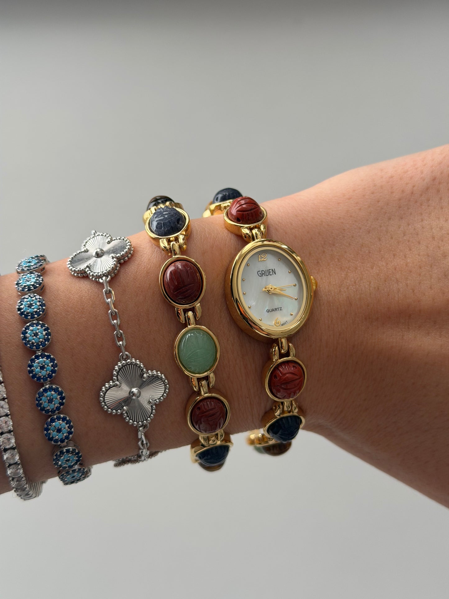 VERY RARE Gruen Scarab Watch and Bracelet Set