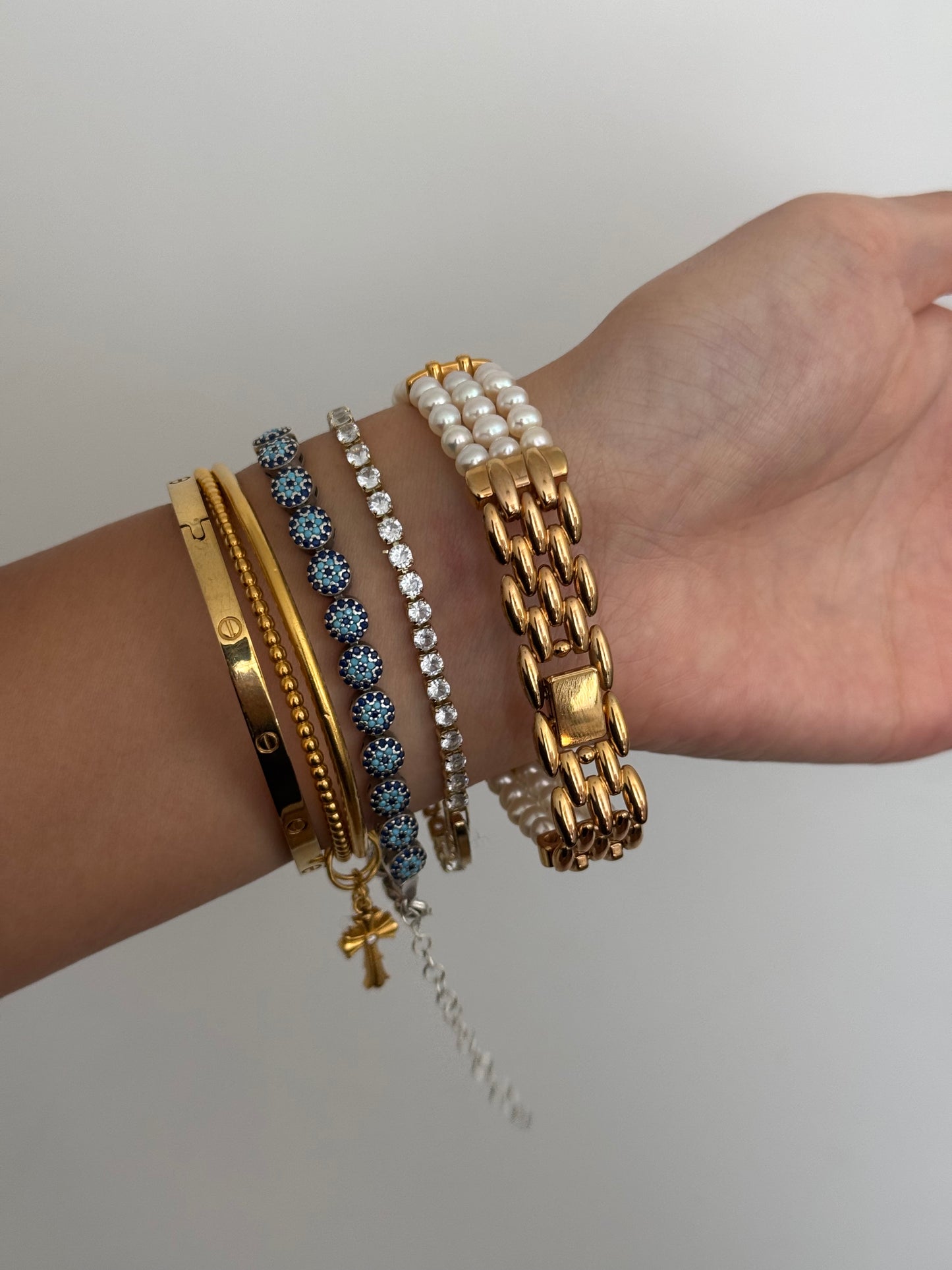 RARE Strings of Pearl Diamante Bracelet Watch