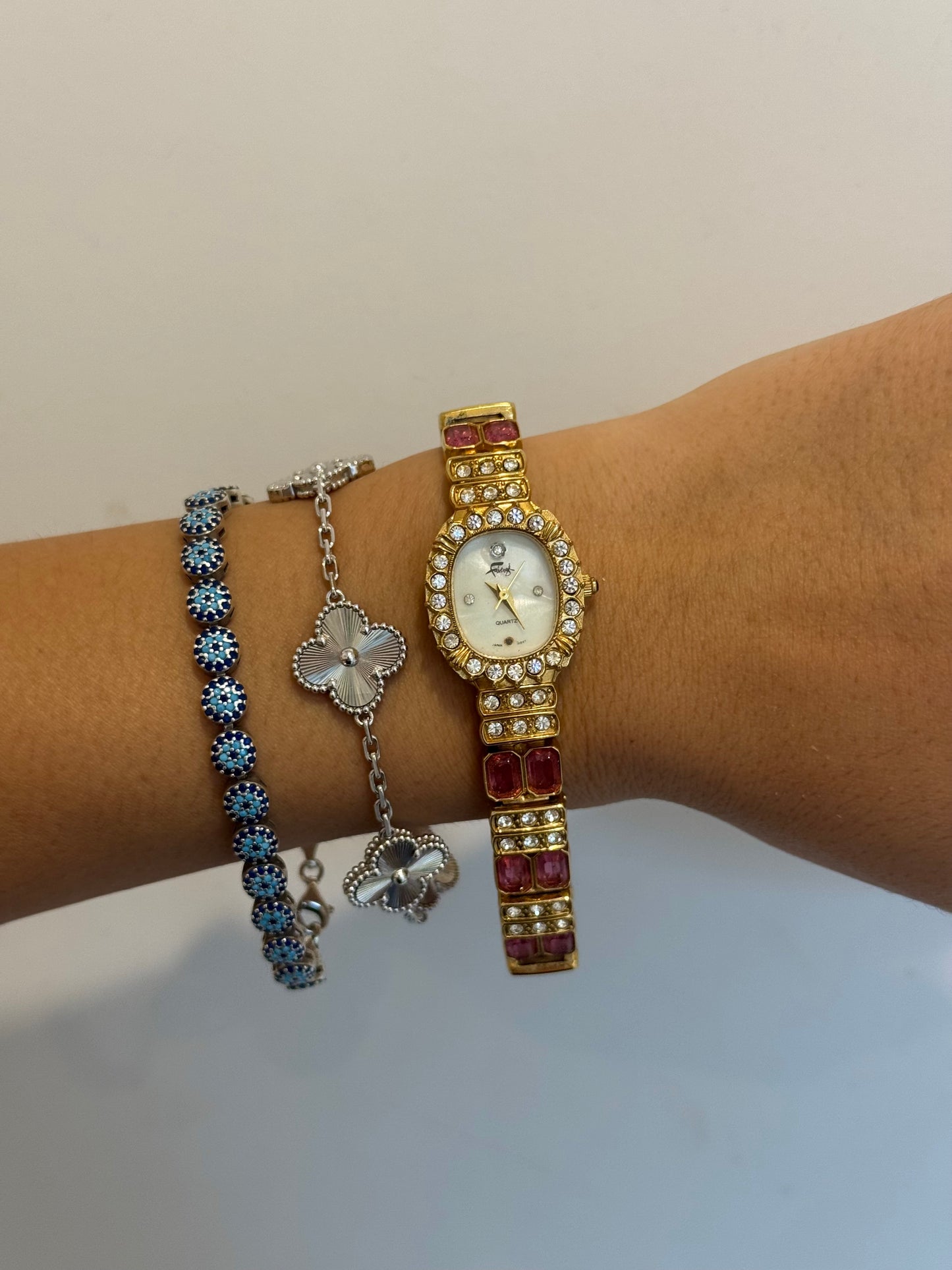 RARE Pink Gemstone and Diamante Watch
