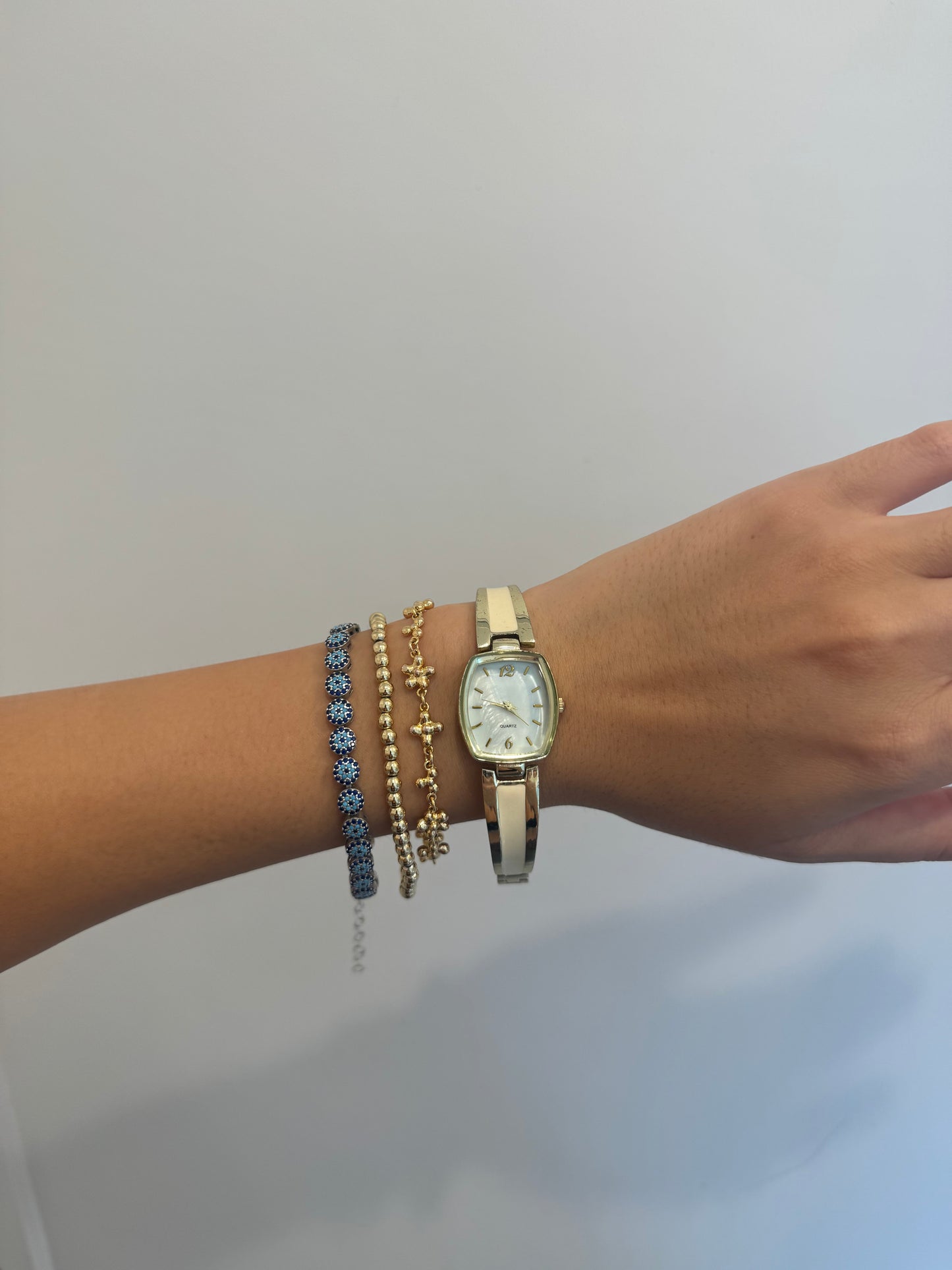 Cream and Gold-Toned Watch