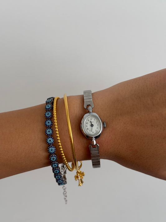Dainty Timex Silver Expandable Watch