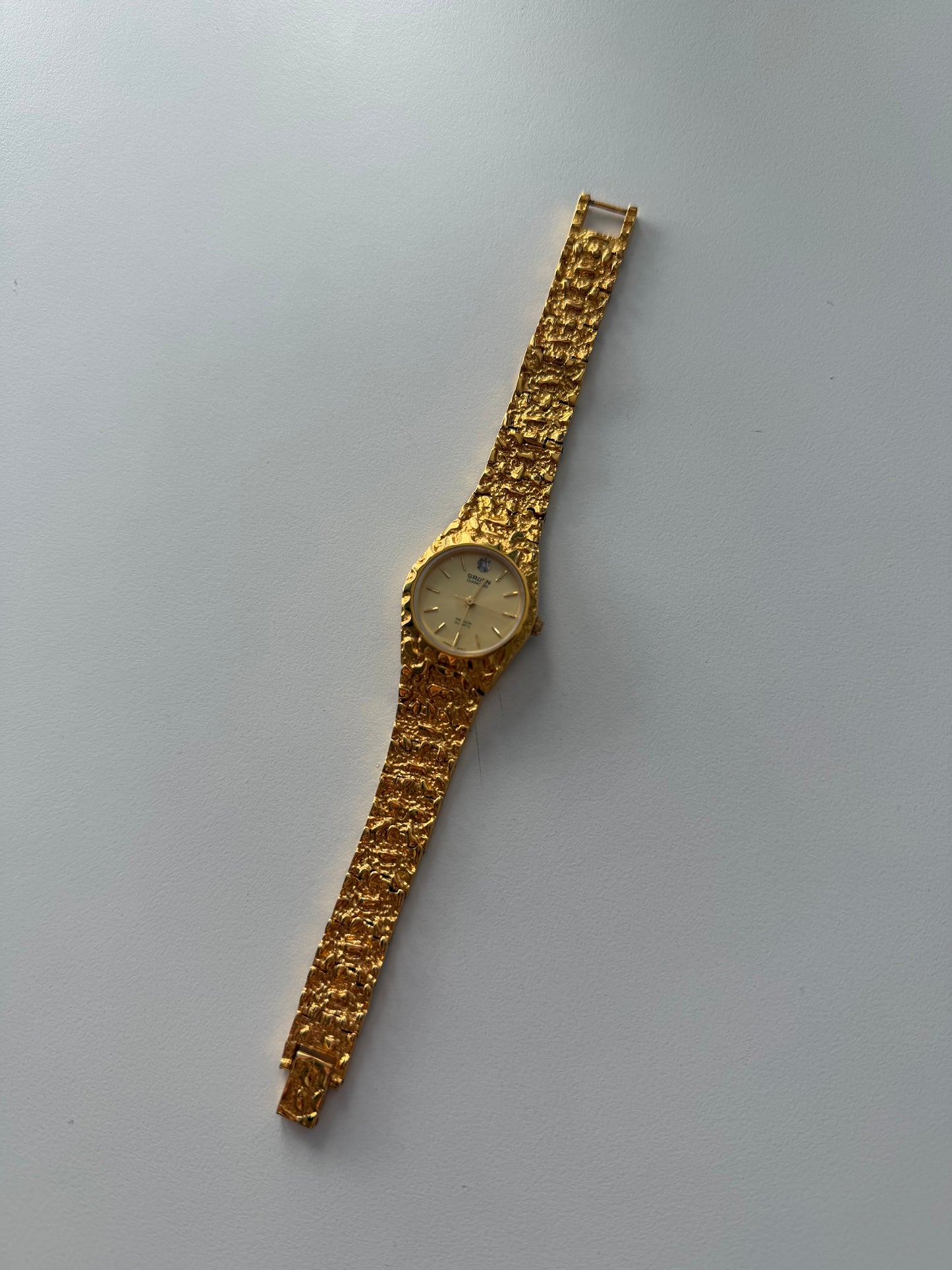 RARE Gruen Textured Gold Toned Watch