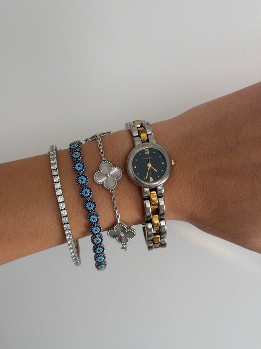 Dainty Fossil Two Tone with Black Dial