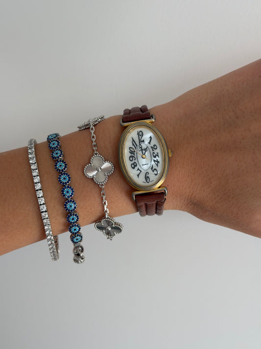 Light Brown Leather Strap Watch