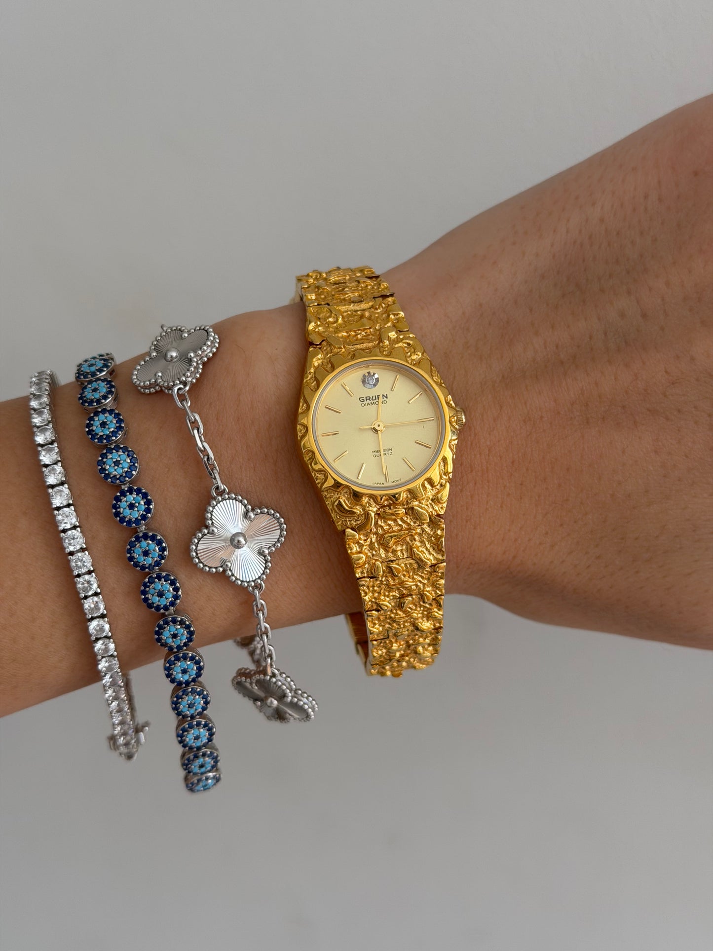 RARE Gruen Textured Gold Toned Watch