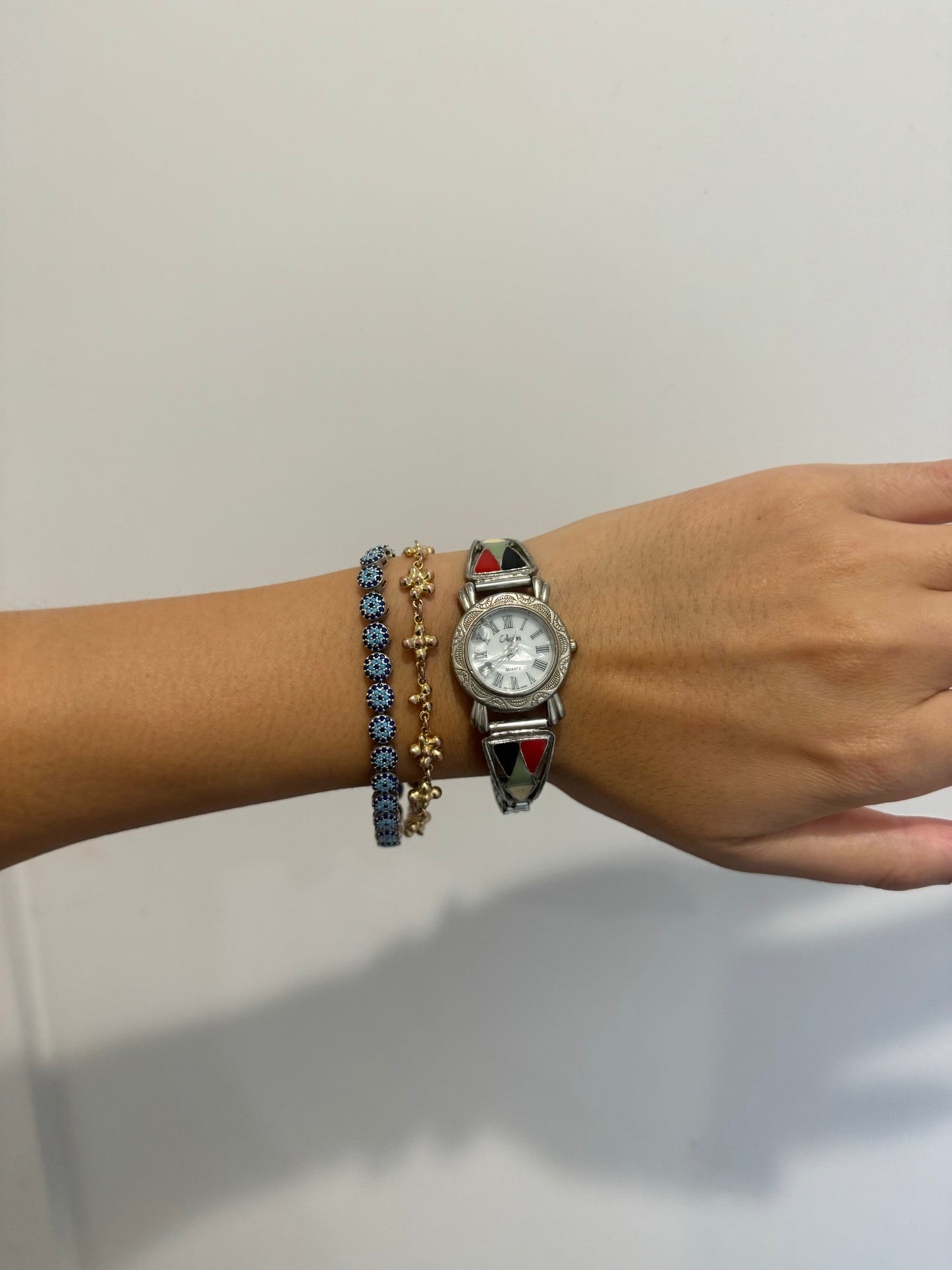Mosaic Silver Toned Watch