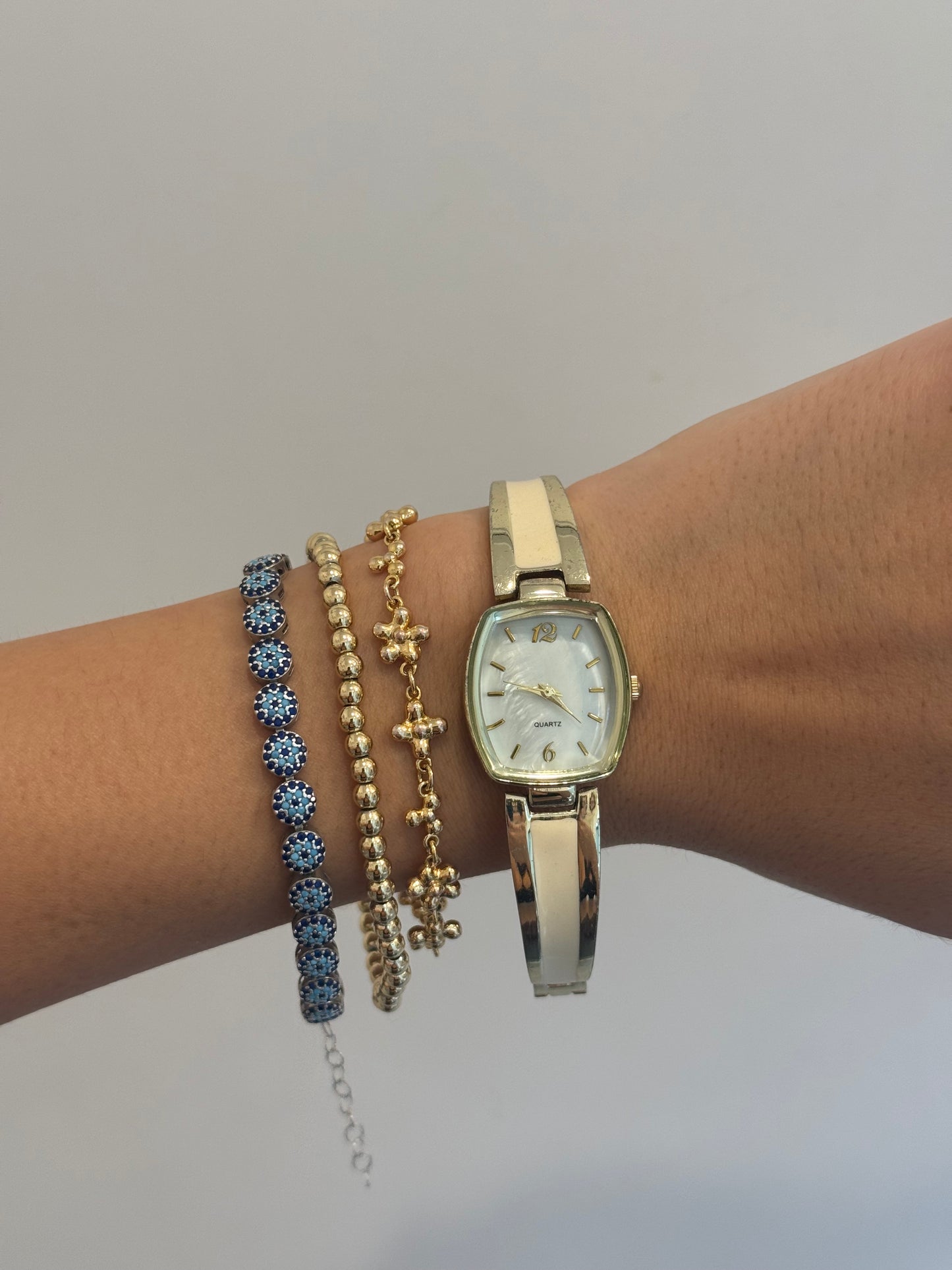 Cream and Gold-Toned Watch