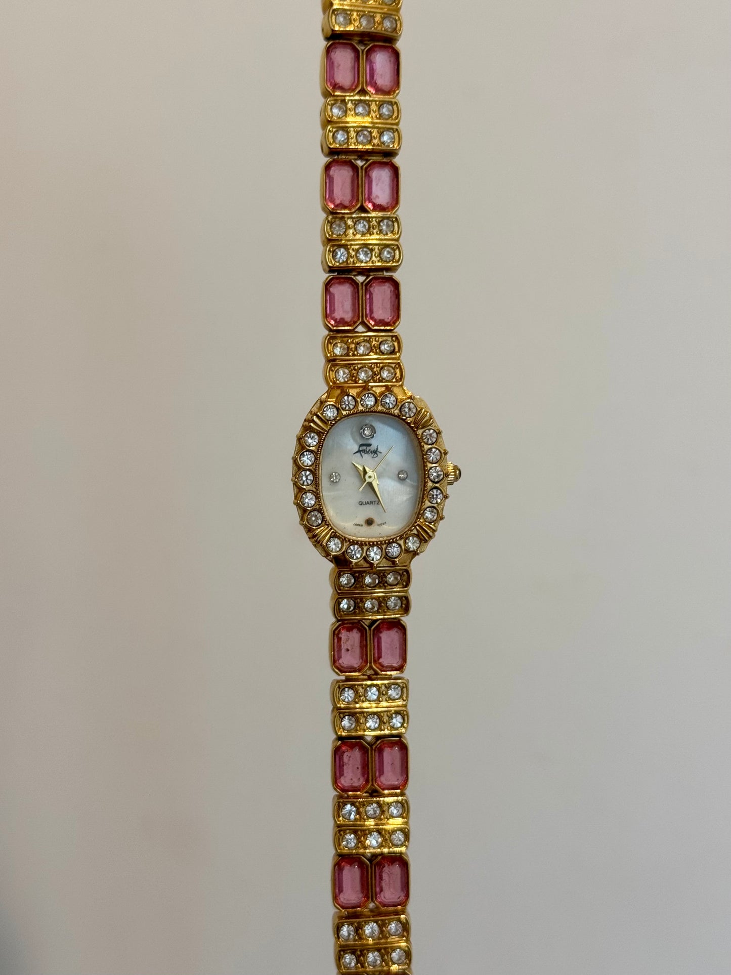 RARE Pink Gemstone and Diamante Watch